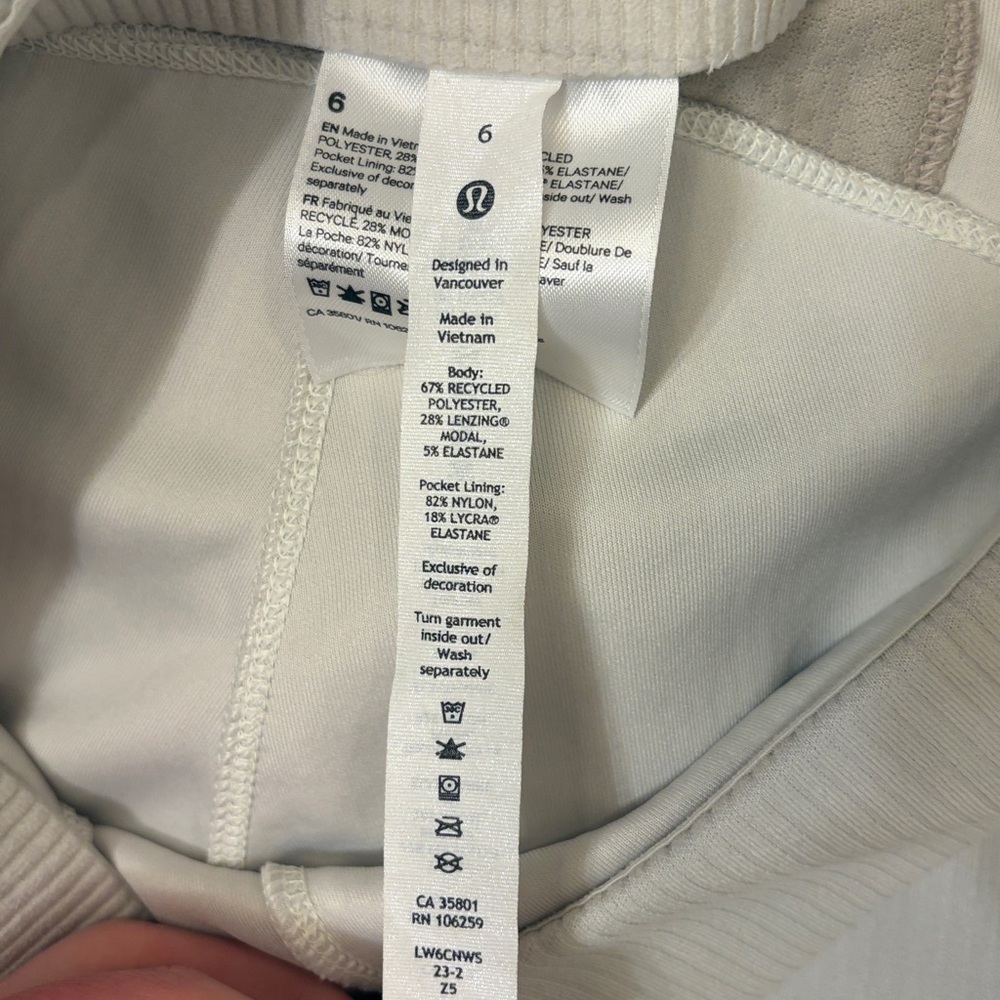 Lululemon Ribbed Softstreme Zip-Leg High-Rise Cropped Pants 25" in Bone - Picture 5 of 6